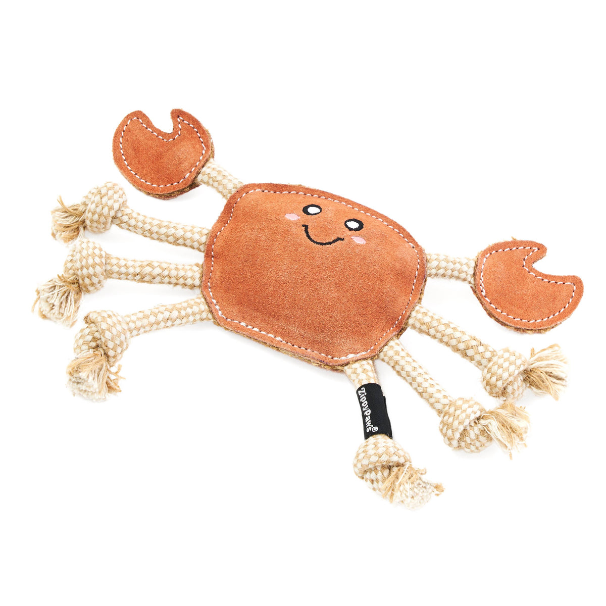 EcoZippy Suede and Rope Buddies - Crab - Dog Toy