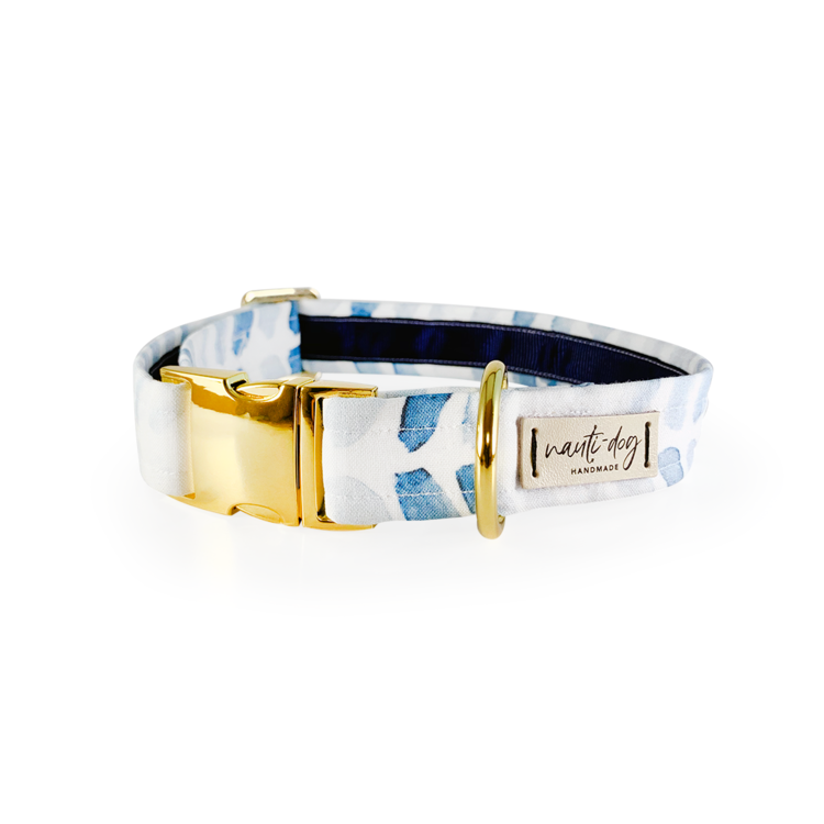 Raindrop Watercolor Herringbone Buckle & Martingale Collar