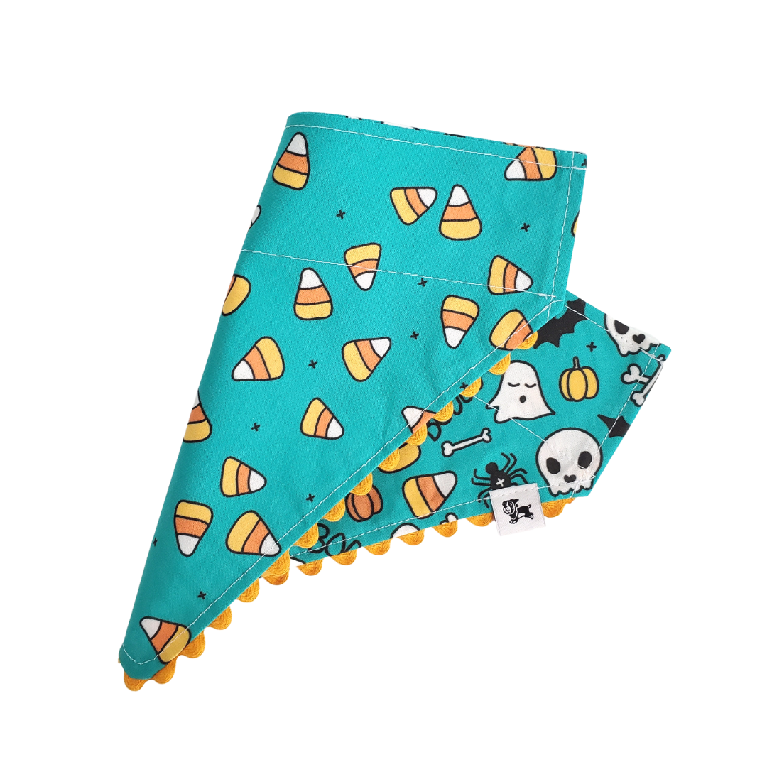 Teal Halloween - Reversible Dog Collar Bandana