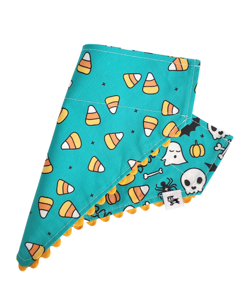 Teal Halloween - Reversible Dog Collar Bandana