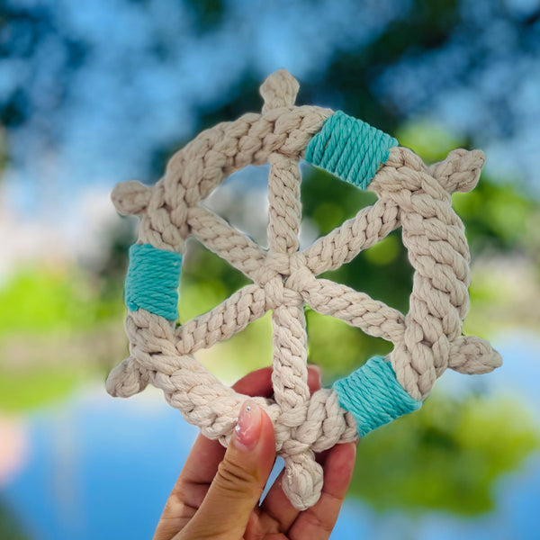 Handmade White Braided Rope Toy Ship Wheel, Sustainable Toy