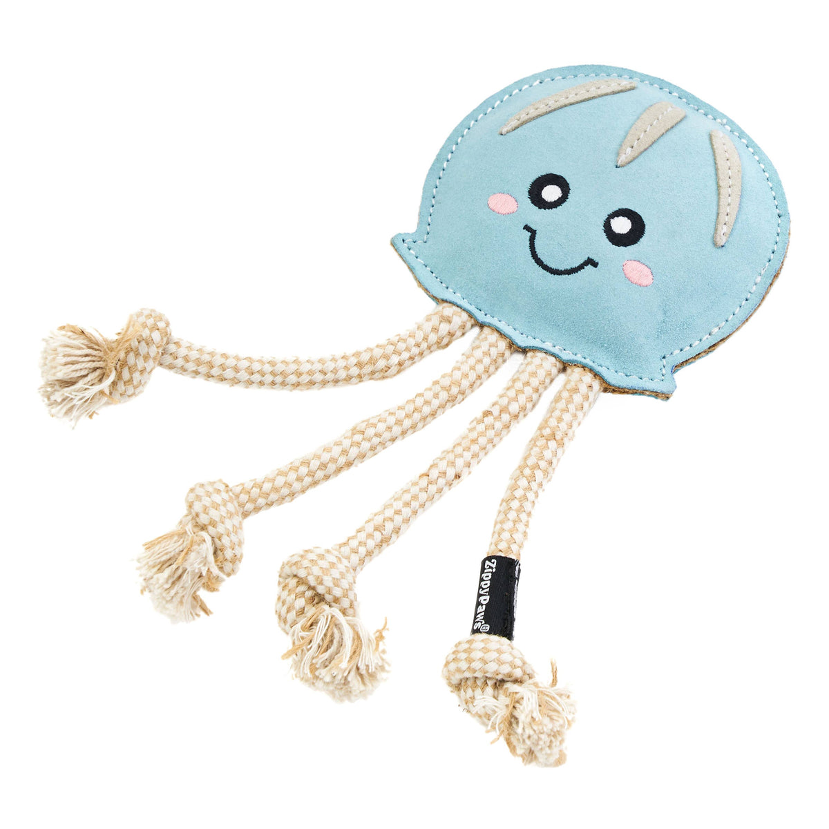 EcoZippy Suede and Rope Buddies - Jellyfish - Dog Toy