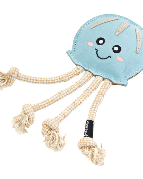 EcoZippy Suede and Rope Buddies - Jellyfish - Dog Toy