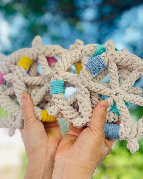 Handmade White Braided Rope Toy Ship Wheel, Sustainable Toy