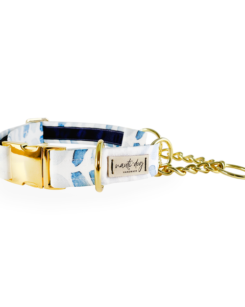 Raindrop Watercolor Herringbone Buckle & Martingale Collar