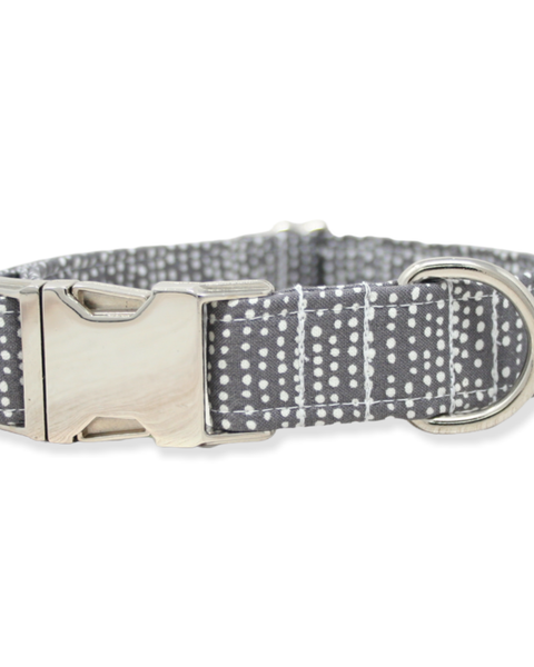 Dark Grey Ditsy Dot Dog Collar