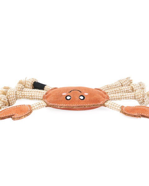 EcoZippy Suede and Rope Buddies - Crab - Dog Toy