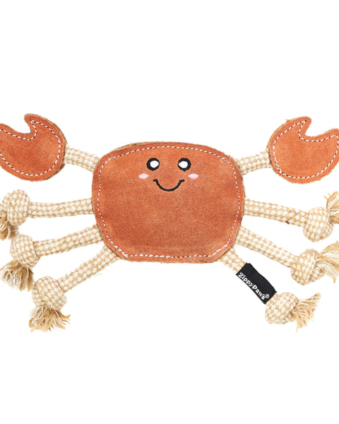 EcoZippy Suede and Rope Buddies - Crab - Dog Toy