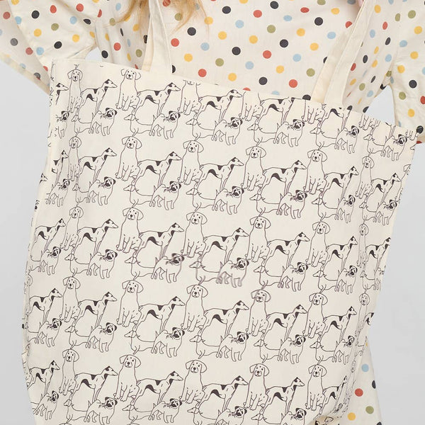 ALL OVER DOGS PRINT TOTE BAGS