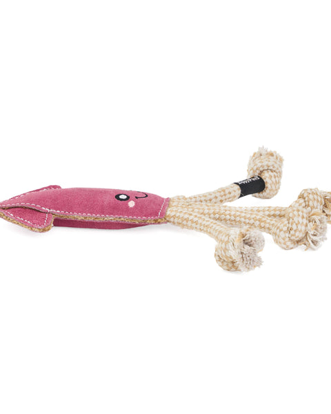 EcoZippy Suede and Rope Buddies - Squid - Dog Toy