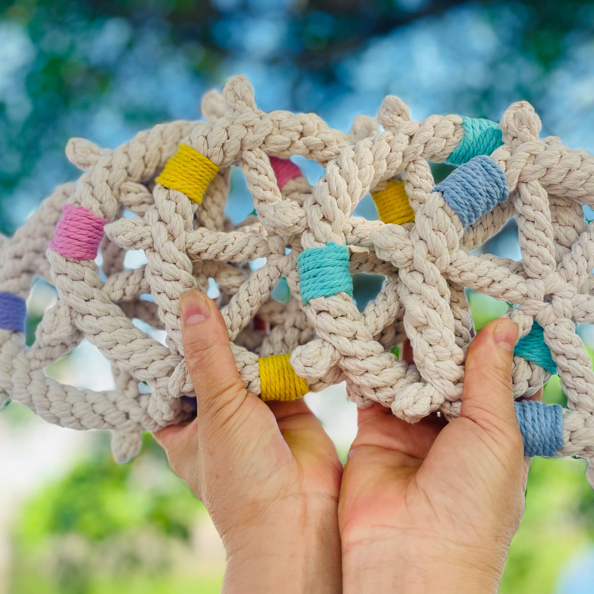 Handmade White Braided Rope Toy Ship Wheel, Sustainable Toy