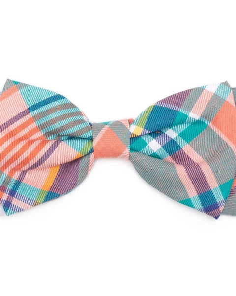 Peach Multi Plaid Bow Tie