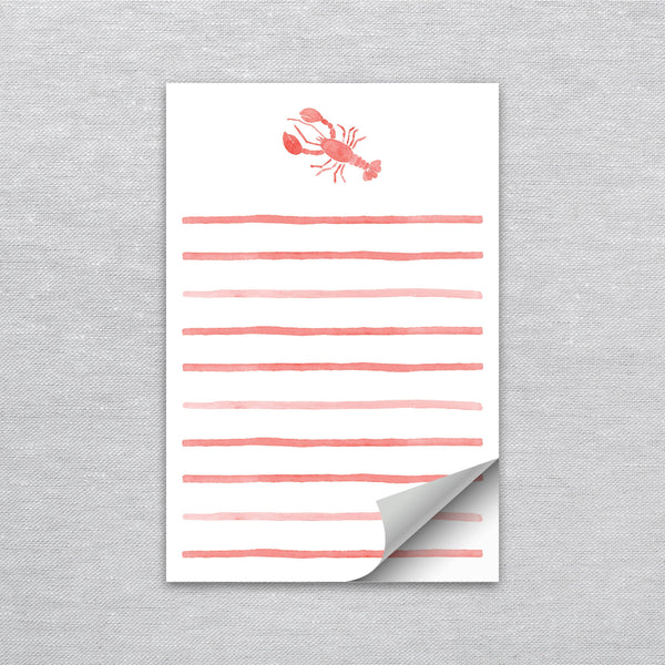 Watercolor Lobster Notepad | Coastal Watercolor Notepad