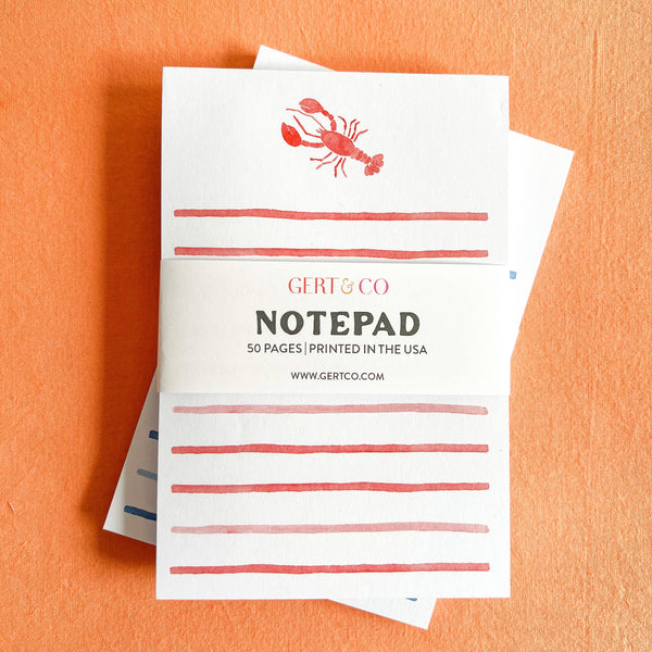 Watercolor Lobster Notepad | Coastal Watercolor Notepad