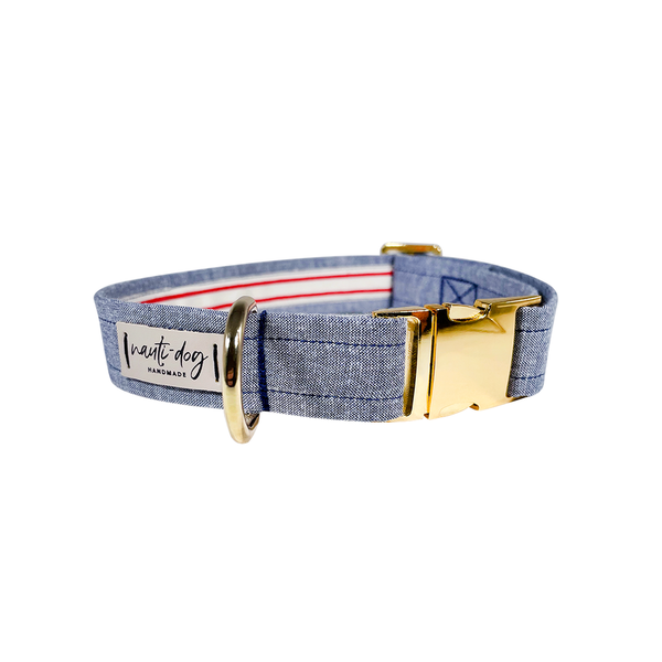 Chambray Classic Oxford Buckle & Martingale Dog Collar