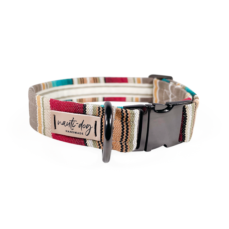 Serape Southwest Woven Stripe Buckle & Martingale Dog Collar