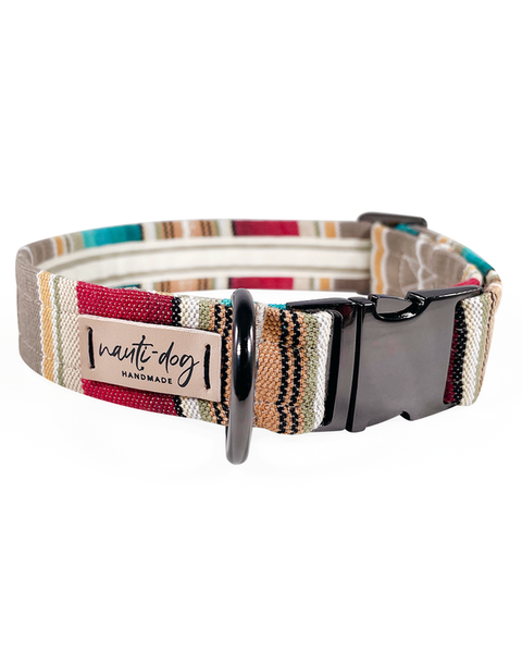 Serape Southwest Woven Stripe Buckle & Martingale Dog Collar