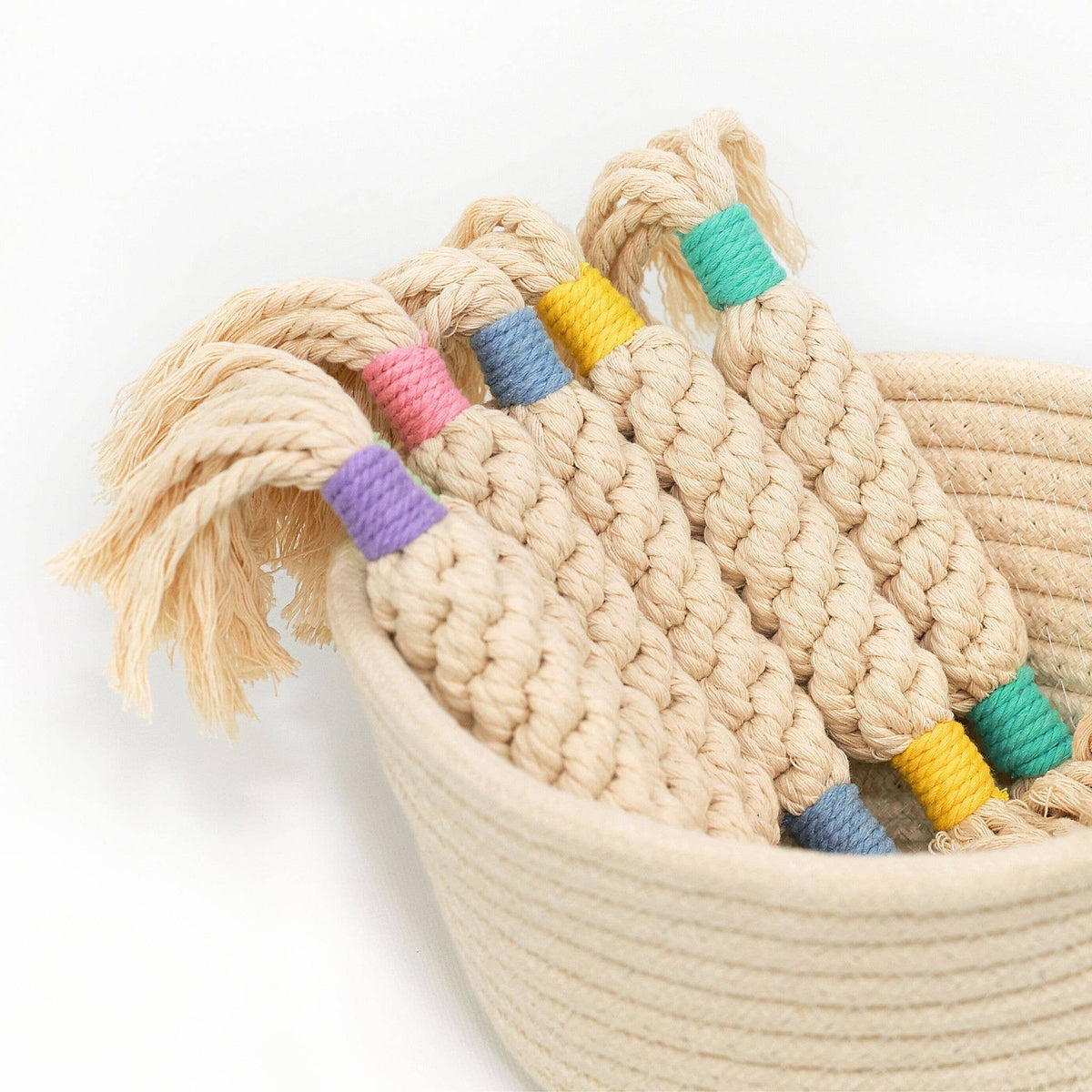 Handmade Sustainable Macrame Candy Dog Rope Toy