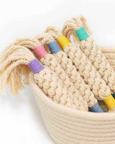 Handmade Sustainable Macrame Candy Dog Rope Toy