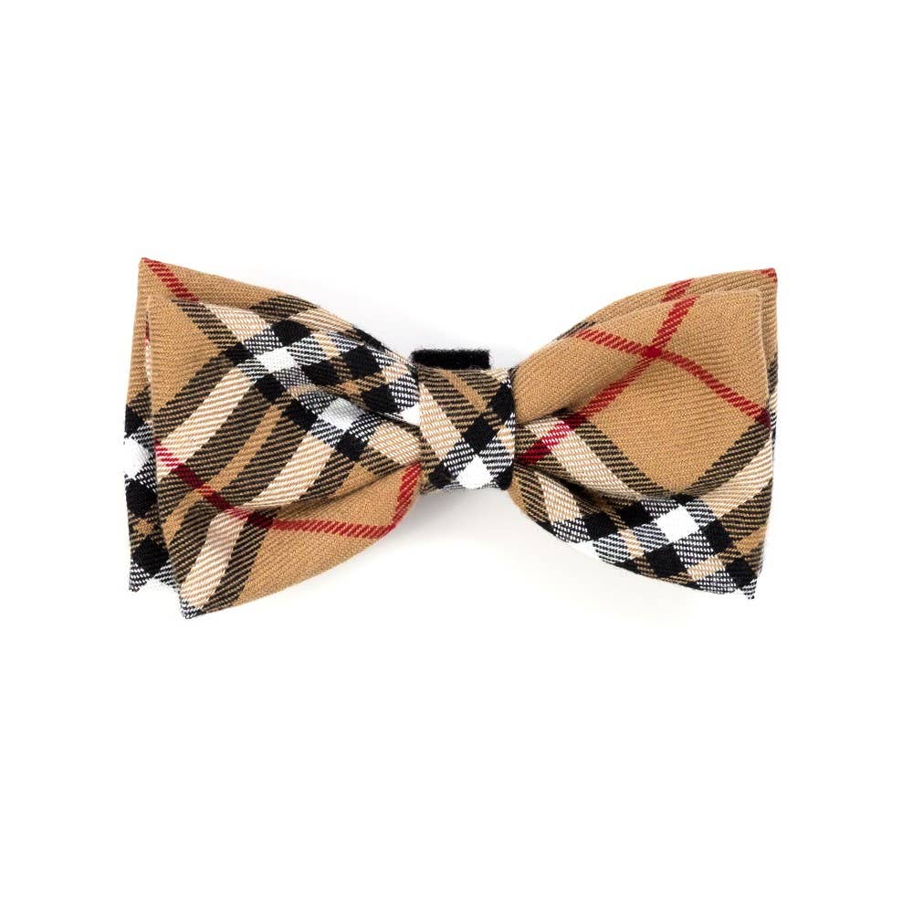 Tan Plaid Bow Tie