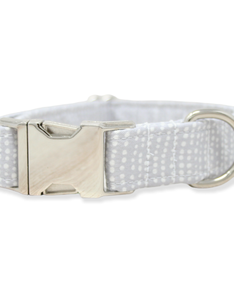 Dog Collar - Gray Ditsy Dots