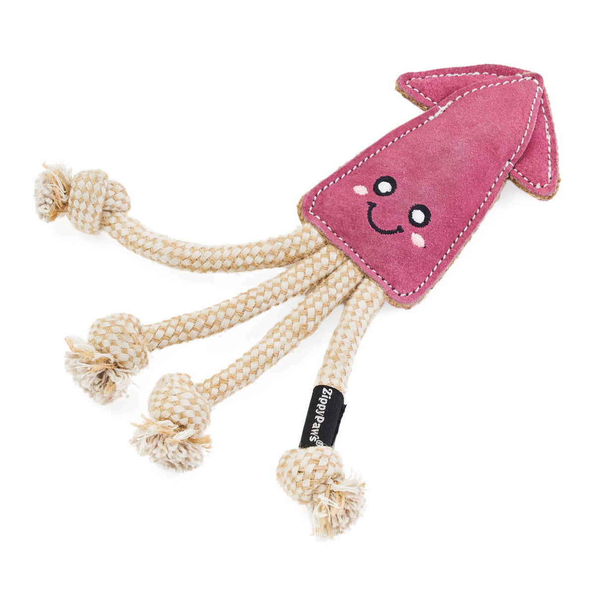 EcoZippy Suede and Rope Buddies - Squid - Dog Toy