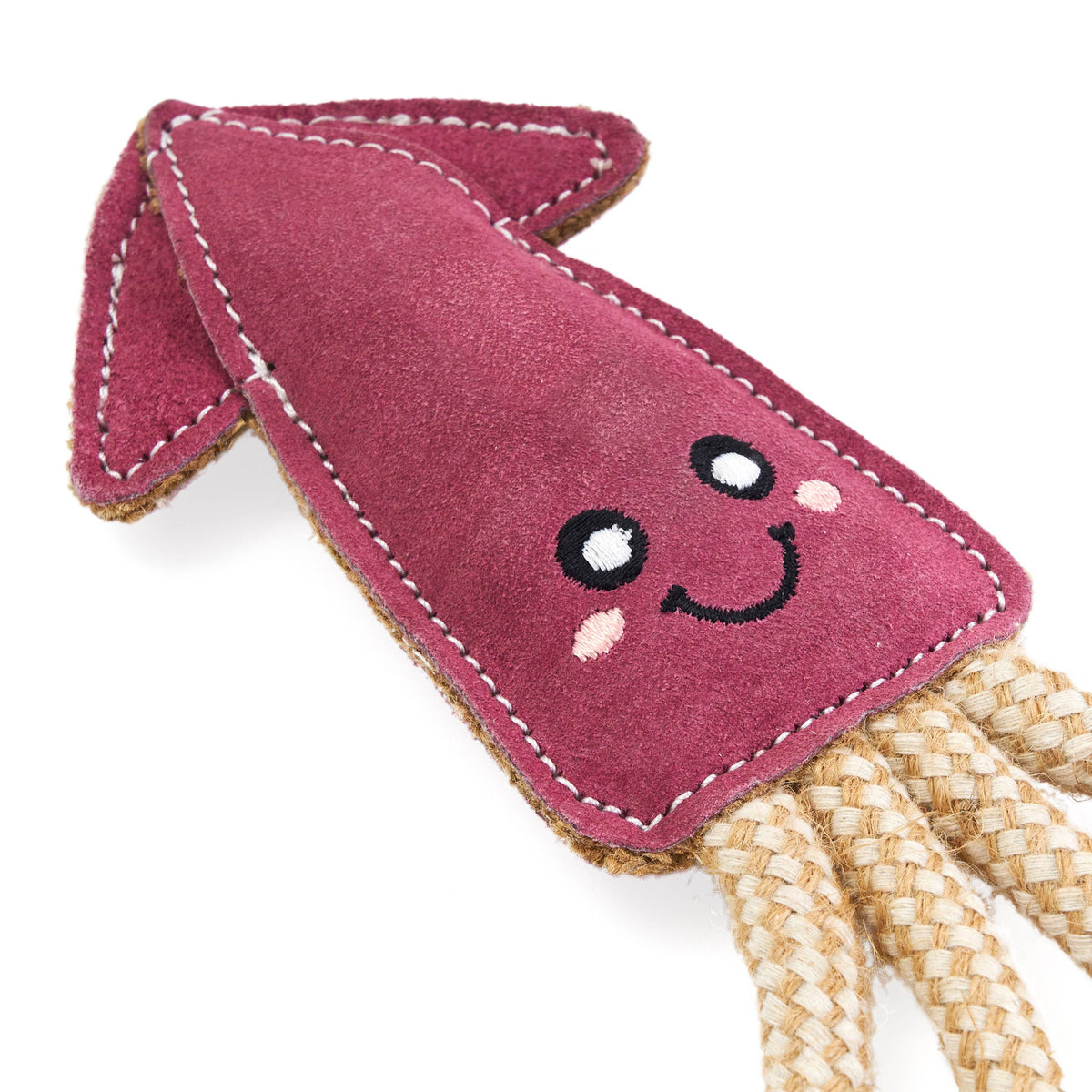 EcoZippy Suede and Rope Buddies - Squid - Dog Toy